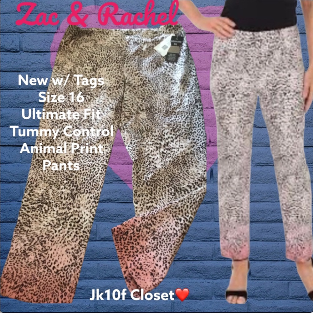 LOWEST🌺 NWT Zac & Rachel Sz16 TUMMY CONTROL stretch LEOPARD PANTS